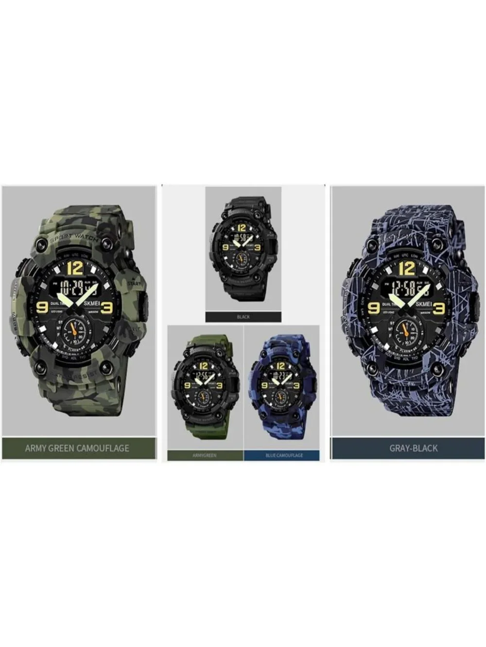 Men's Camouflage Sports Watch - Large Face, Waterproof, Shockproof